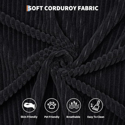 IDEALHOUSE 4 in 1 Convertible Sleeper Sofa Bed Couch, 79 Inch Boneless Corduroy Floor Couch with Pillows, No Assembly, Modern Deep Seat Sofa Futon Mattress for Living Room,Apartment,Black