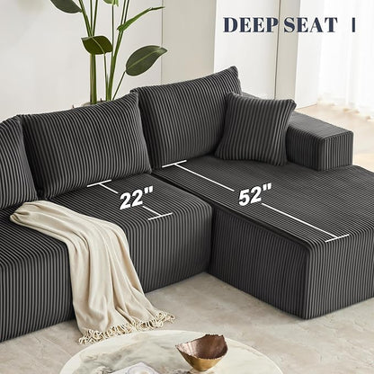 Weture 108” Modular Sectional Sofa, Cloud Sectional Couch with Deep Seat, Modern Modular L-Shape Sofa with Chaise,Upholstered Boneless Couches for Living Room Bedroom (Corduroy, Darkgrey)