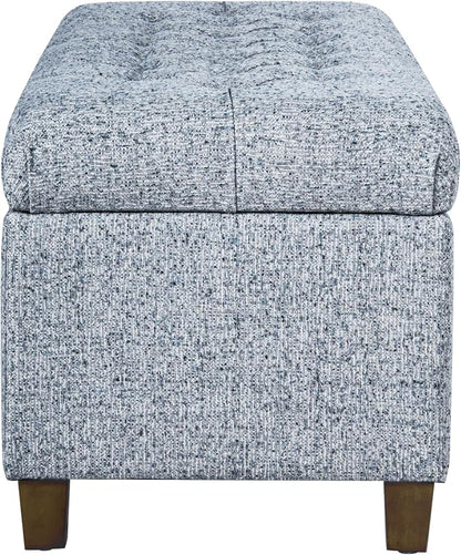 HomePop Ainsley 40" Storage Ottoman Bench - Blue Gray Woven Fabric