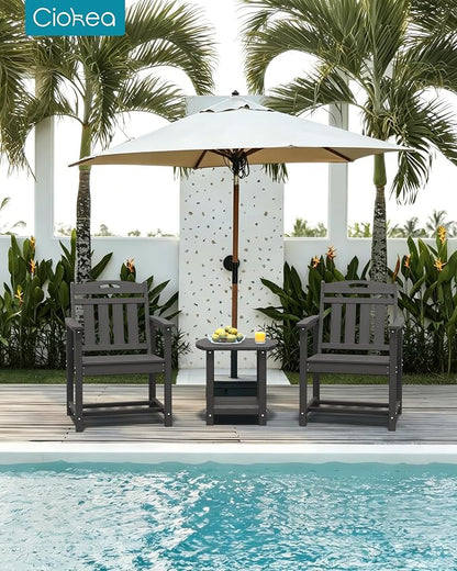 Ciokea HDPE Outdoor Patio Dining Chairs Set of 2, All-Weather Porch Chair with Wide Seat, Durable Outdoor Furniture for Backyard, Garden, Lawn & Poolside, Grey
