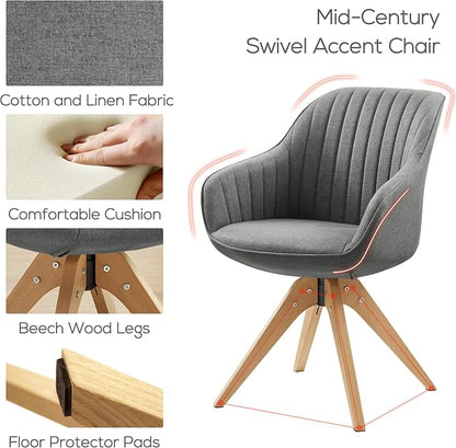 Art Leon Beech Wood Swivel Desk Chair for Home Office, No Wheels
