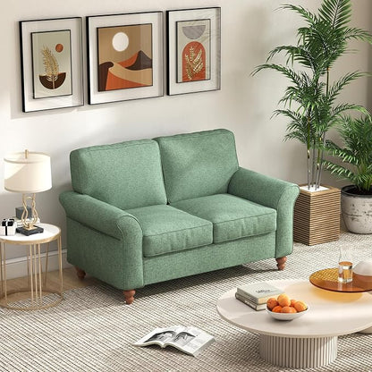 Bonzy Home 57" Loveseat Sofa, 2 Seater Comfy Love Seat Sofa for Living Room, Apartment, Office, Green
