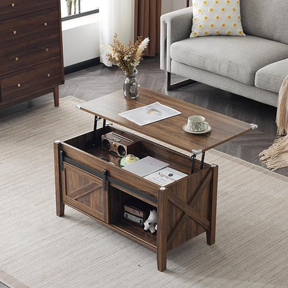 VINGLI Farmhouse Lift Top Coffee Table,36" Living Room Table,Espresso