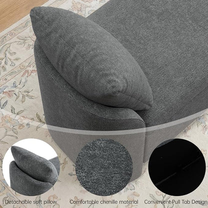 Usaint 58.3" Storage Ottoman Bench with Pillows, Upholstered End of Bed Bench with Arms, Footrest Stool Bench for Bedroom, Living, Window, Entryway and Hallway, Charcoal