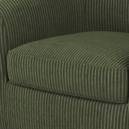 Topeakmart Corduroy Club Chair, Modern Accent Chair and Cozy Barrel Chair with Sturdy Wood Legs for Living Room Bedroom Reception Room, Dark Green