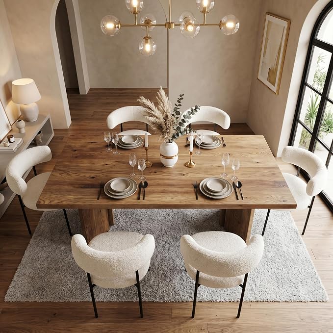 Little Tree Solid Wood Dining Table for 4-6, 63-Inch Farmhouse Kitchen Table, Wood Rectangular Dinner Tables for Kitchen & Dining Room, mesas de comedor