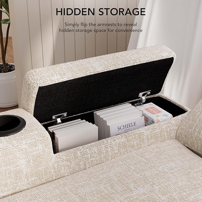 Vipbear Sleeper Sofa Bed, 82" Pull Out Couch with Reclining Backrest/Reversible Storage Chaise, 3 in 1 L-Shaped Couch with Armrest Storage | Cup Holder | Side Pocket | Tool-Free Assembly | Beige