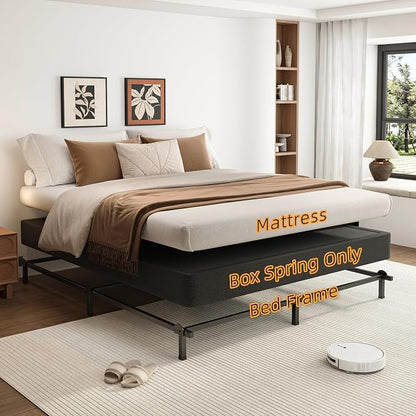 VIPSHOW 7 Inch King Metal Box Spring with Round Corners - 3000 lbs Capacity, High Profile Heavy Duty Mattress Foundation with Steel Slats, Noise-Free, Easy Assemble, Black