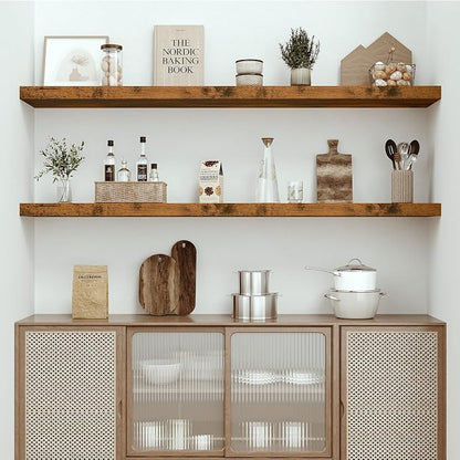 Vivelove 55 inches Long Floating Shelves for Wall, Extra Deeper & Thicker Storage Shelf for Living Room, Kitchen, Farmhouse,Wall Shelves with Invisible Brackets,Set of 1, Rustic Brown