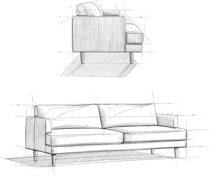 SIMPLIHOME Livingston 90-inch Wide Sofa in Mist Grey Woven-Blend Fabric, Handcrafted Mid-Century Modern Oversized 3-Seater Couch Sofa for Living Room or Family Room, Solid Wood Frame