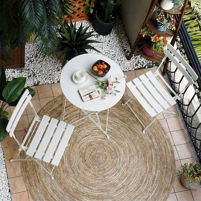 Grand patio 3-Piece Folding Bistro Set, 2 Chairs and 1 Table, Weather-Resistant Outdoor/Indoor Conversation Set for Patio, Yard, Garden-White