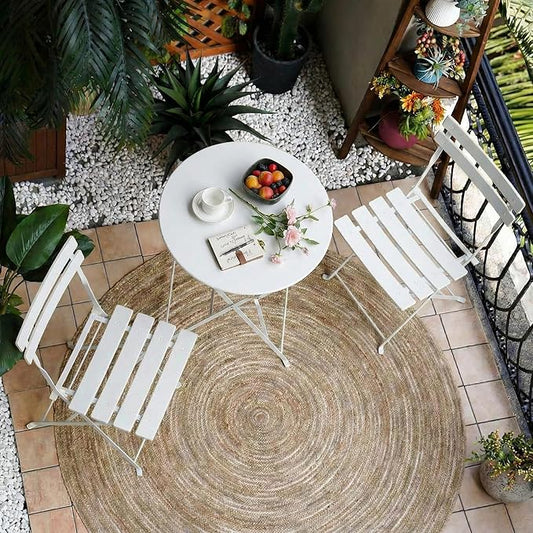 Grand patio 3-Piece Folding Bistro Set, 2 Chairs and 1 Table, Weather-Resistant Outdoor/Indoor Conversation Set for Patio, Yard, Garden-White