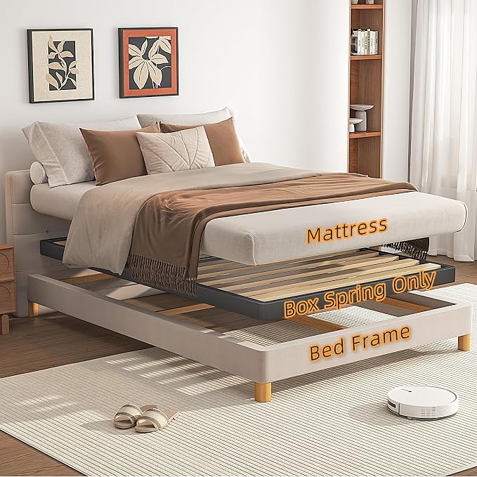 VIPSHOW 2 Inch Wood Slat Twin XL Box Spring with Round Corners - 3000 lbs Capacity, Low Profile Bed Slat Replacement Bunkie Board with Metal Frame, Noise-Free, Easy Assemble, Black