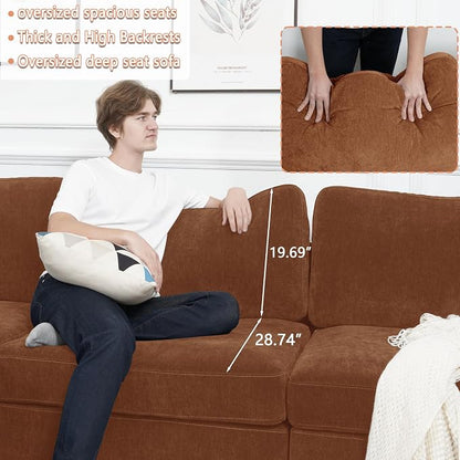 EASE MOOSE Brown Sectional Modular Sofa, Comfty 3 Seat Cloud Couch, Modern Deep Seat Sectional for Living Room