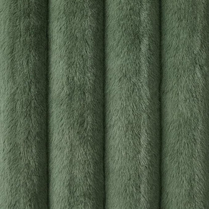 Keyluv King Bed Frame with 54.3” Tall Faux-Fur Wingback Headboard, Upholstered Platform Bed with LED Light, Mattress Foundation with Solid Wooden Slats Support, No Box Spring Needed, Noise-Free, Green