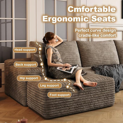 AUGOP 136" Sectional Couches for Living Room Modern Modular Sofa with L-Shape Couchs Upholstered Boneless Couch Deep Seat Sectional Couch with Chaise (Camel, 136" Left Facing Chaise+3Seaters)