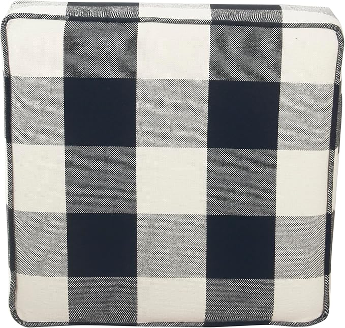 HomePop 18" Classic Square Storage Ottoman - Black Plaid