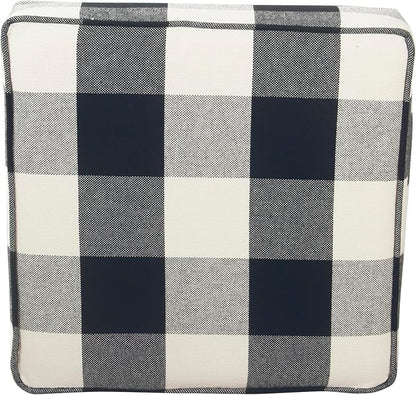 HomePop 18" Classic Square Storage Ottoman - Black Plaid