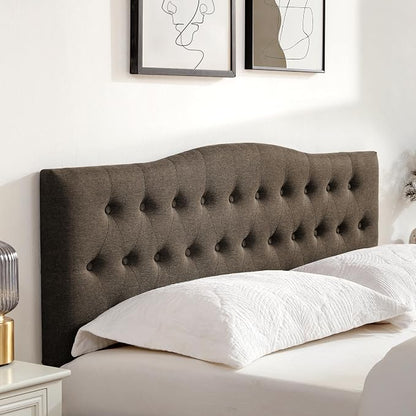Tufted Headboard Full Size, Solid Wood Adjustable Height Head Board, Brown | Upholstered Full XL Headboard Only with Durable Solid Wood Legs, Adjustable Height 37-51 in, Fabric Button Diamond HeadBoards