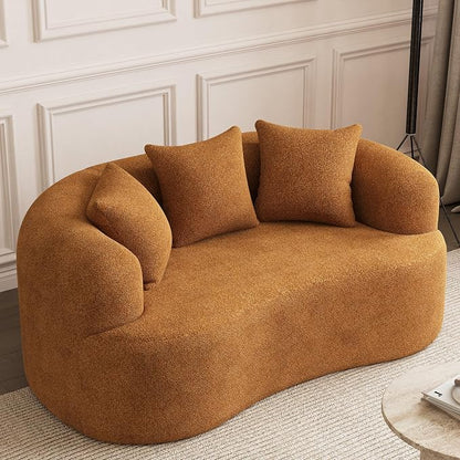 69" Curved Loveseat Sofa for Living Room, Modern Chenille Love Seat Cloud Couch, Luxury Plush Extra Deep Oversized Sofa for Small Spaces, Bedroom, Apartment‌, No Assembly Required, Orange