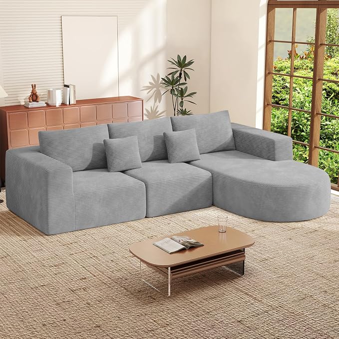 Boneless Couches for Living Room,Cloud Sectional Couch with L-Shape Chaise,Modern Modular Sofa with Deep Seat Upholstered Comfy Couches for Bedroom,No Assembly Required,1PCS