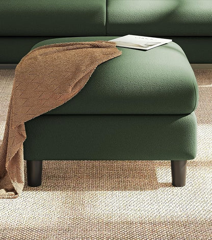 Welzona Teddy Storage Ottoman, 26.7" Large Living Room Ottoman, All-Wood Coffee Table Ottomans with Storage, Tool-Free Setup Ottomans for Living Room, Bench for Bedroom, Green