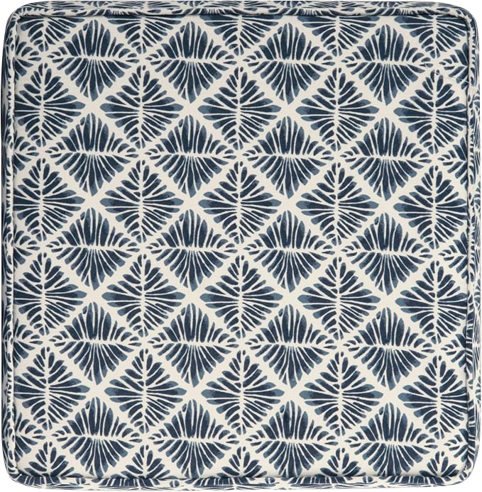 HomePop 18" Classic Square Storage Ottoman - Blue Geometric Pattern