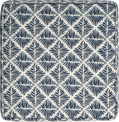 HomePop 18" Classic Square Storage Ottoman - Blue Geometric Pattern