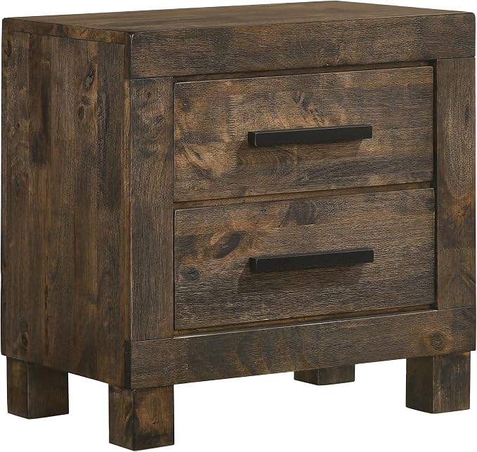 Coaster Home Furnishings Woodmont Farmhouse 5-Piece Bedroom Set Queen Size Storage Panel Bed Frame 54-inch Headboard Rustic Golden Brown 222631Q-S5