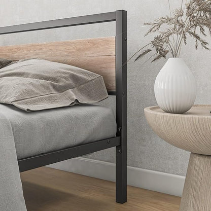 BOFENG Full Size Bed Frame with Wood Headboard,Heavy Duty Platform Bed Frame Full with Storage No Box Spring Needed,Reinforced Steel Slats Support,Mattress Foundation,Oak Color