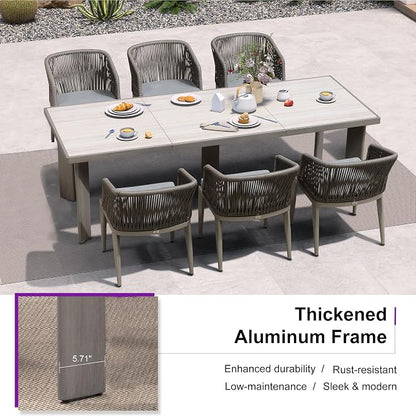 PURPLE LEAF 9 Pieces Outdoor Dining Set Patio Table and Chairs Set Aluminum Rattan Wicker Patio Furniture Set for Lawn Backyard Deck Grey with Counter Stools