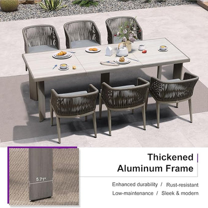 PURPLE LEAF 11 Pieces Outdoor Dining Extended Upgrade Table and Chairs Set Patio Dining Set Aluminum Wicker Rattan Patio Furniture Set for Lawn Garden Backyard Grey