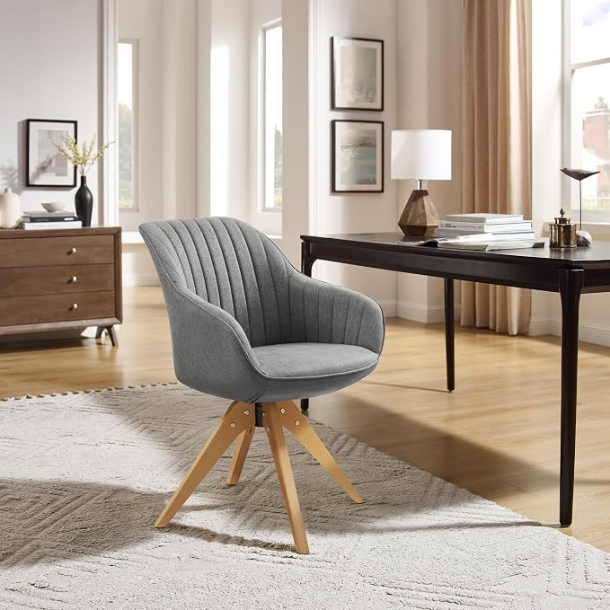 Art Leon Beech Wood Swivel Desk Chair for Home Office, No Wheels