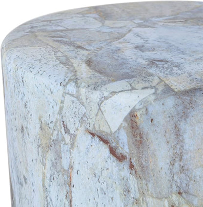 JONATHAN Y Troy Modern 17" Faux Marble Cylinder Accent Table, Round Pedestal End Table and Decorative Indoor Stool for Living Room, Small Minimalist Drum Side Table, Gray and Gold TBL1101B