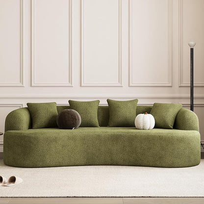 107" Curved Sofa for Living Room, Modern Chenille Cloud Couch Sofa, Luxury Plush Extra Deep 4-Seater Oversized Boucle Couch for Small Spaces, Apartment‌, No Assembly Required, Green