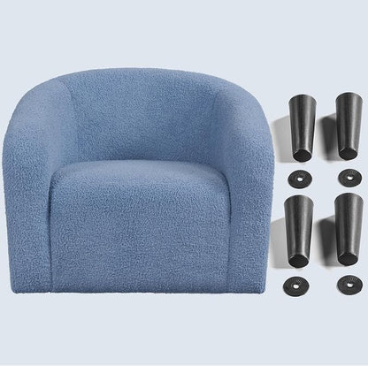 Topeakmart Barrel Chair, Soft Sherpa Accent Chair Side Chair Club Chair Modern Style Deep Seating Barrel Armchair for Living Room Furniture Reading Room Bedroom, Blue