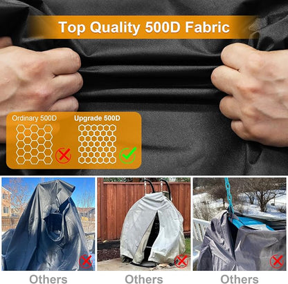 Kipiea Patio Egg Chair Covers Waterproof, 500D Upgraded Outdoor Hanging Egg Chair Covers with Waterproof Zipper, Double Seat Swing Egg Chair Cover, Windproof, Anti-UV, No Tears (Up to 80" W x 91" H)