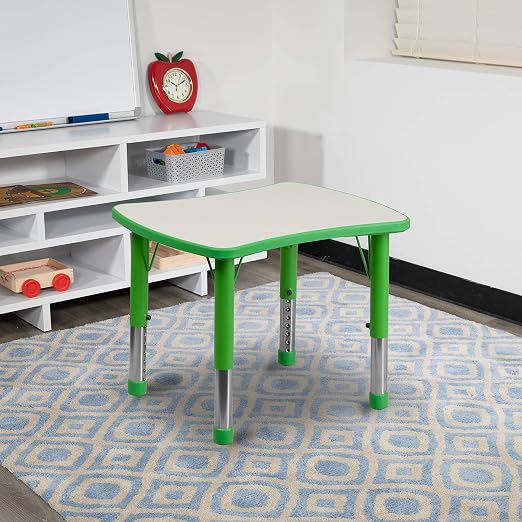 EMMA + OLIVER 21.875x26.625 Green Plastic Height Adjustable Activity Table