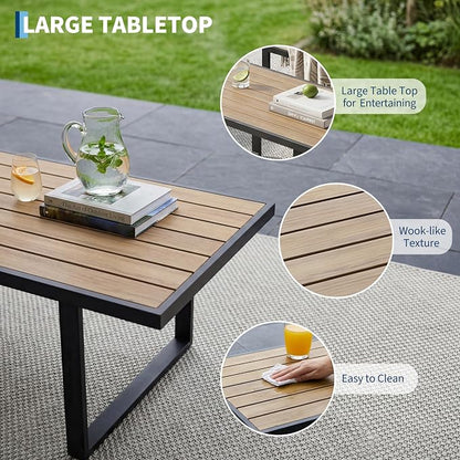 Outdoor Patio Furniture Set, 4-Piece Outdoor Conversation Sofa Set, Lawn Furniture with Coffee Table & Washable Thick Cushions,Seating Sofa for Garden, Deck, Backyard,Beige
