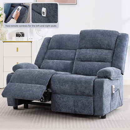 52Inch Reclining Loveseat Sofa,Power Loveseat Recliner,Electric Love seat Recliner Sofa for Bedroom,Living Room with Charging Ports,Blue