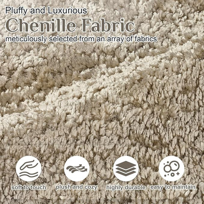 92" Oversized Minimalistic Boucle Sofa for Living Room, Luxury Plush Extra Deep Seat Tufted Sofa, Modern Comfy Curved Cloud Couch, Upholstered 3-Seater Chenille Couches, Light Brown