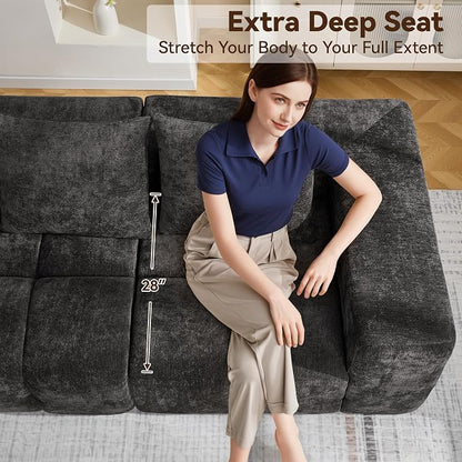 78.7" Loveseat Boneless Couch, Upholstered Cloud Love Seat with Deep Seat, Modular Sectional 2 Seater Memory Foam Sofas for Living Room Apartment Small Spaces, Oversized Tufted Sofa, Dark Grey