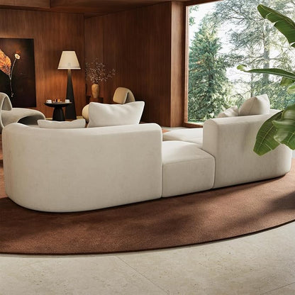 116" Modular Sectional Couches with Ottoman, Luxury Modern Curved Back Sofa, Minimalist Style Oversized 4 Seat Deep Comfy Convertible L Shape Boneless Couch for Living Room Office Studio Apartment