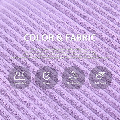 Hobestluk Adults Bean Bag Chair Faux Fur BeanBag Couch for Living Room | Purple Corduroy,Ergonomic Design,Memory Foam,UltraSoft,Anti-slip Bottom,No Assembly Required,Decorative Style for Living Room