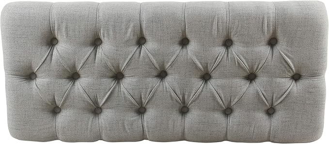 Homepop Home Decor Tufted Ainsley Button Storage Ottoman Bench with Hinged Lid Ottoman Bench with Storage for Living Room & Bedroom, Light Blue 18x40x18 Inches