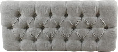 Homepop Home Decor Tufted Ainsley Button Storage Ottoman Bench with Hinged Lid Ottoman Bench with Storage for Living Room & Bedroom, Light Blue 18x40x18 Inches
