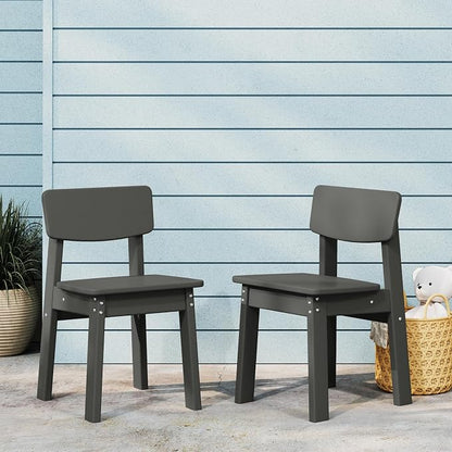 Costaelm Outdoor Kids Dining Chair Set of 2,Step Stool Toddler Chair, Gray