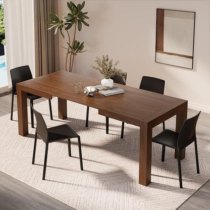 Mobili Fiver, Iacopo Extendable Dining Table, 55.1(86.6) x35.4 in, Walnut, for 6-10 People, Expandable Dining Table for Kitchen, Living Room, Italian Furniture