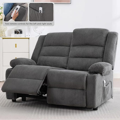 52Inch Reclining Loveseat Sofa,Power Loveseat Recliner,Electric Love seat Recliner Sofa for Bedroom,Living Room with Charging Ports,Striped Grey