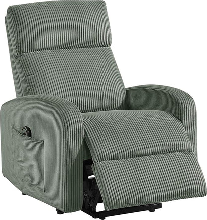 Lexicon Power Lift Recliner Chair for Elderly with Remote Control, Gentle Lift Motion, Side Pocket Armrest, Corduroy Upholstered Electric Recliner for Living Room/Bedroom, Easy Assembly, Green